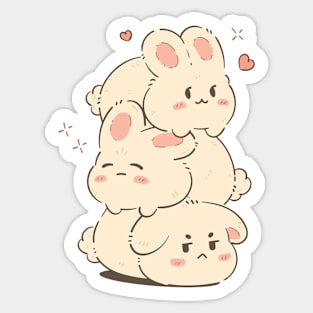 Cute Bunny Stack | Pink Sticker